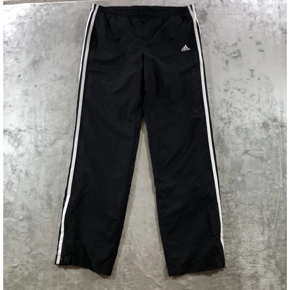 Adidas Track Pants Womens S Black 3-Stripes Zip Ankle Mesh Lined Athletic